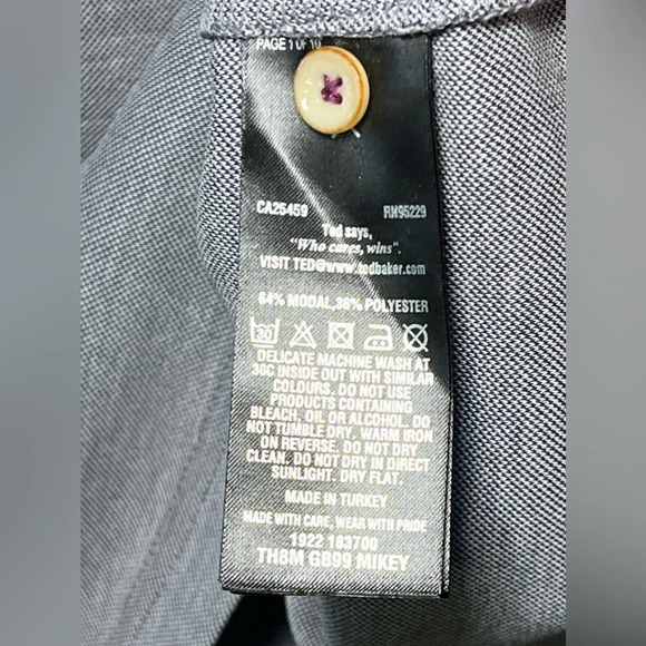 TED BAKER Men's size 6 Grayish Blue Heathered with Navy & Polka Dot Details - Picture 6 of 7